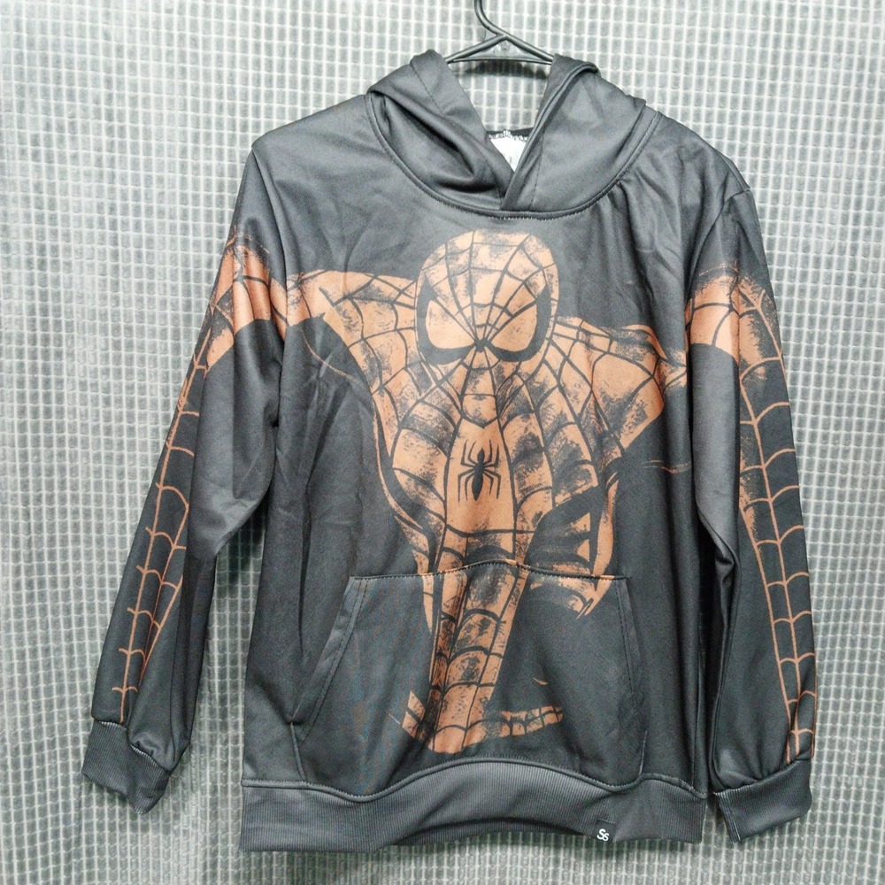 Spider-Man Hoodie Mens Lightweight Graphic Pullover Small Black Copper
